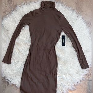 Lulus ribbed Long sleeve fitted turtleneck dress for women